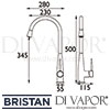 Bristan Champagne Easyfit Sink Mixer Kitchen Tap Dimensions